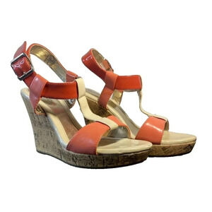 Croft & Barrow Coral Wedge Sandal Size 7 Med Perfect Spring Vibes